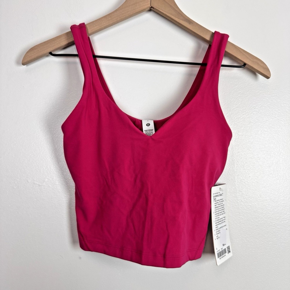 Lululemon Align Tank Womens 4 Pomegranate Pink Nulu V-Neck Cropped LW1EITS